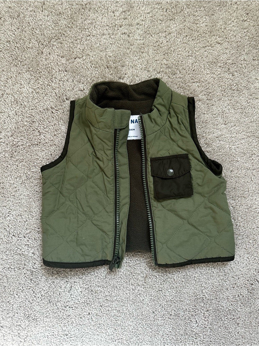 Old Navy Quilted Olive Green Vest